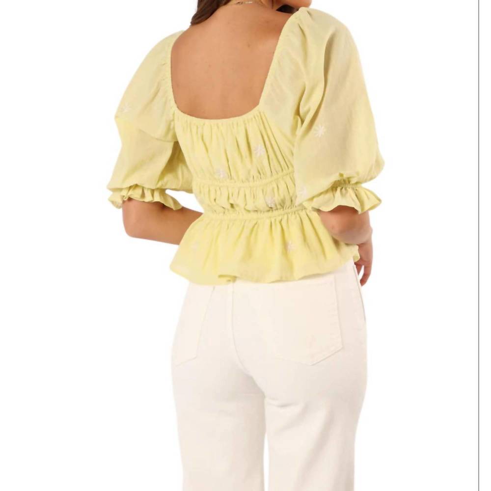NEW BY TOGETHER rachel floral embroidered blouse in lime - Picture 2 of 5